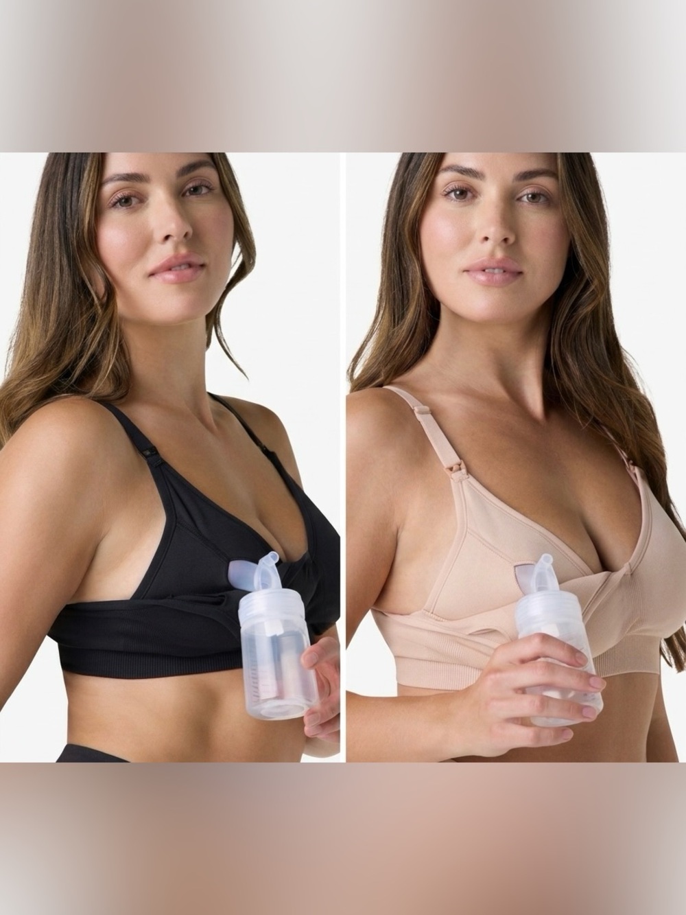 Two Pack New Ingrid & Isabel Black and Nude Wireless Nursing and Pumping Bras